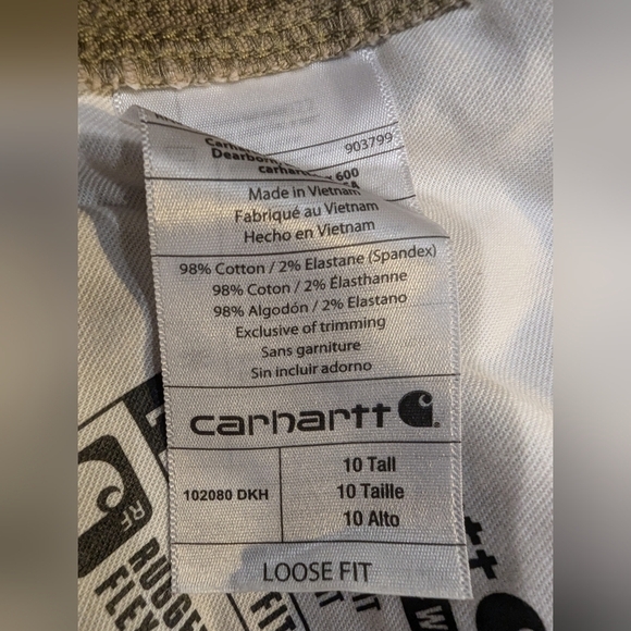 Carhartt Women's Rugged Flex Loose Fit Canvas Work Pant, Khaki, 10 Tall - Picture 14 of 14